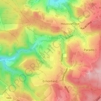Carte topographique Faweux, altitude, relief