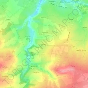 Carte topographique Aubusson, altitude, relief