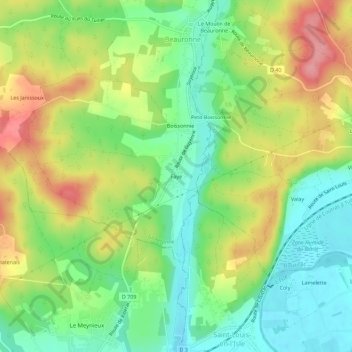 Carte topographique Faye, altitude, relief