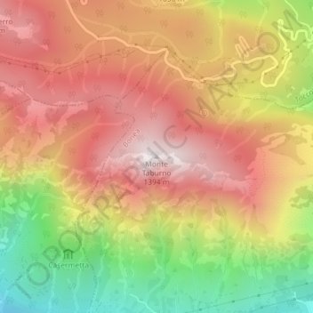 Carte topographique Monte Taburno, altitude, relief