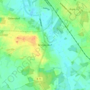 Carte topographique Brüttendorf, altitude, relief