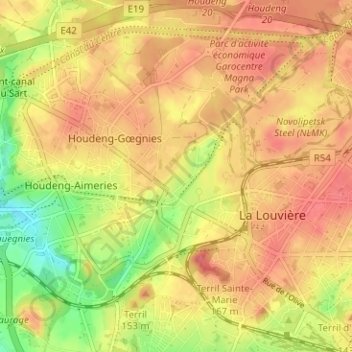 Carte topographique Ferme de la Basse Louvière, altitude, relief