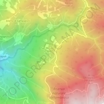 Carte topographique Sanbuco, altitude, relief