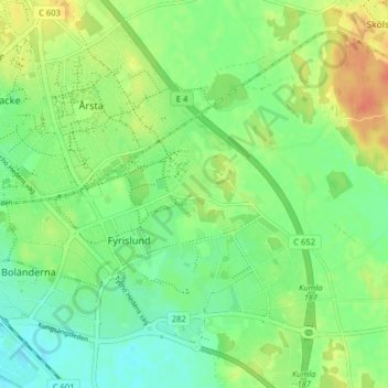 Carte topographique Slavsta by, altitude, relief