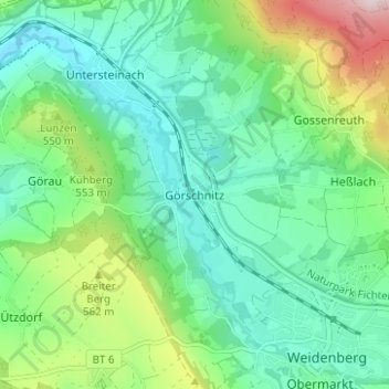 Carte topographique Görschnitz, altitude, relief