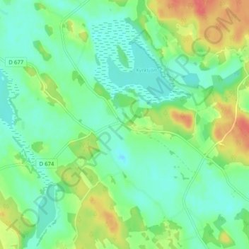Carte topographique Flodafors, altitude, relief