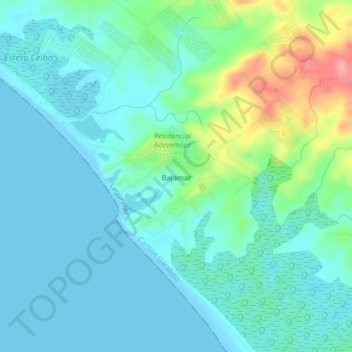 Carte topographique Bajamar, altitude, relief