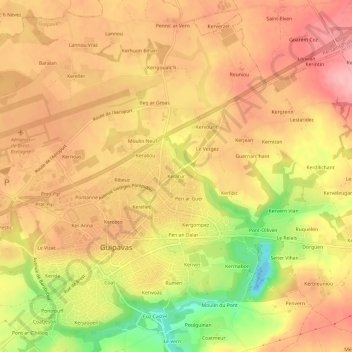 Carte topographique Kerafur, altitude, relief