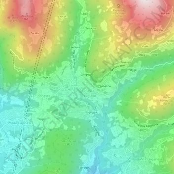 Carte topographique Almatro, altitude, relief