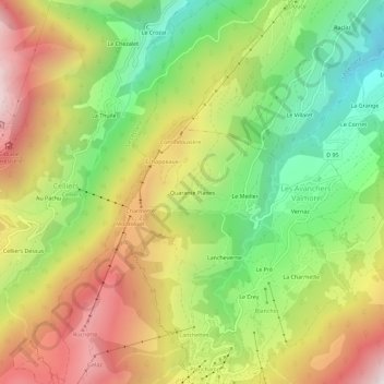 Carte topographique Quarante Planes, altitude, relief