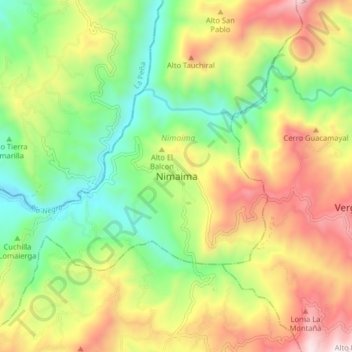 Carte topographique Nimaima, altitude, relief