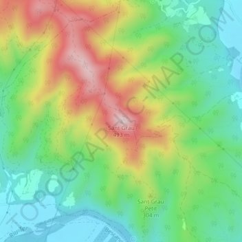 Carte topographique Sant Grau, altitude, relief