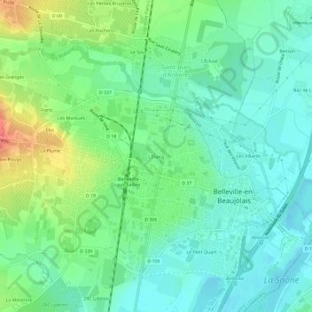 Carte topographique L'Étang, altitude, relief