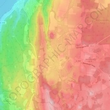Carte topographique Erling, altitude, relief