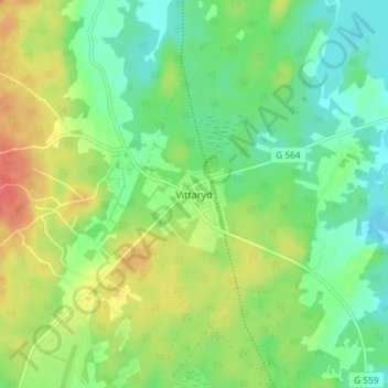 Carte topographique Vittaryd, altitude, relief