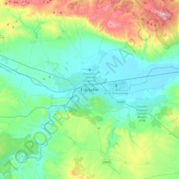 Carte topographique Eskişehir, altitude, relief