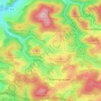 Carte topographique Rhonard, altitude, relief