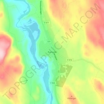 Carte topographique Ramsele, altitude, relief