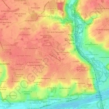 Carte topographique La Borde, altitude, relief
