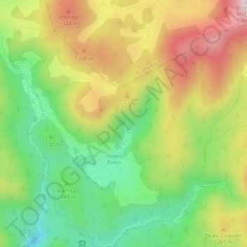 Carte topographique Izbucul Ponor, altitude, relief
