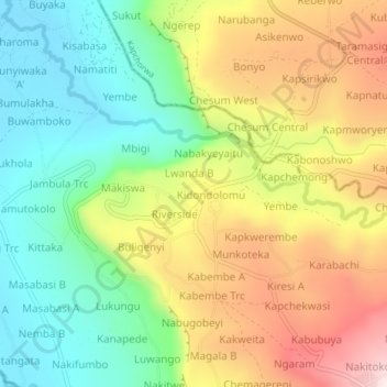 Carte topographique Kamu, altitude, relief