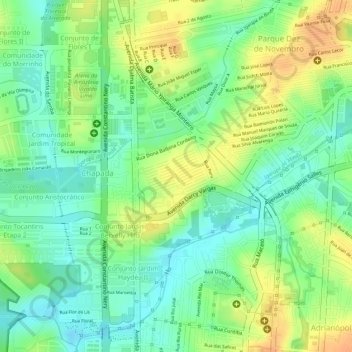 Carte topographique Praça do Eldorado, altitude, relief
