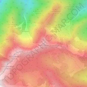 Carte topographique Hohe Kisten, altitude, relief