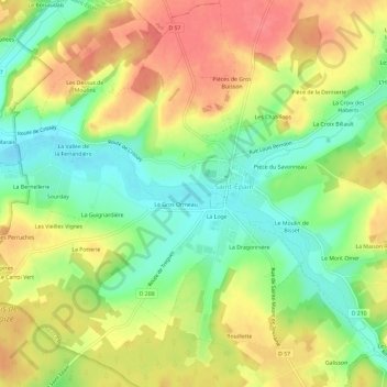 Carte topographique La Prairie du Gateau, altitude, relief