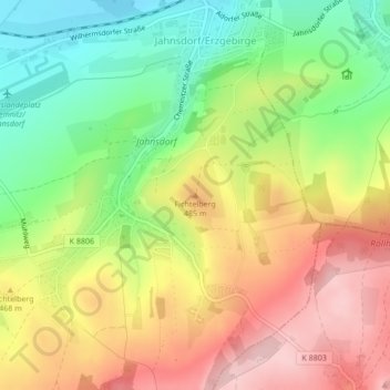 Carte topographique Fichtelberg, altitude, relief