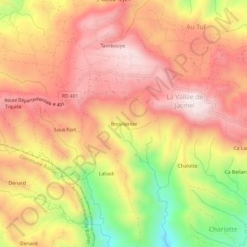 Carte topographique Bresilienne, altitude, relief