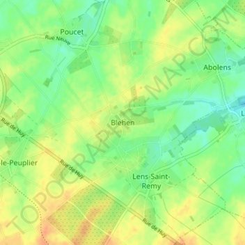 Carte topographique Blehen, altitude, relief