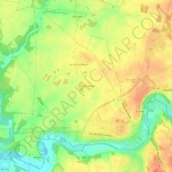 Carte topographique Le Petit Breuil, altitude, relief