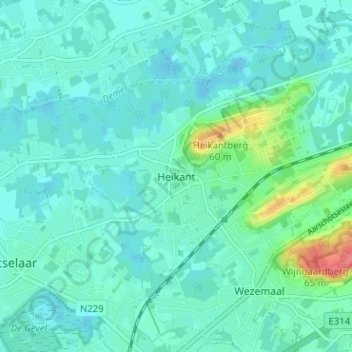 Carte topographique Heikant, altitude, relief