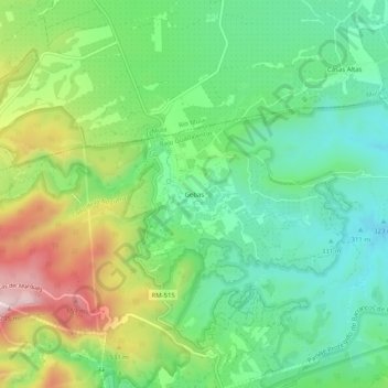 Carte topographique Gebas, altitude, relief