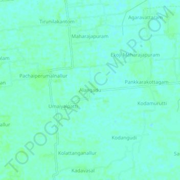 Carte topographique Alangadu, altitude, relief