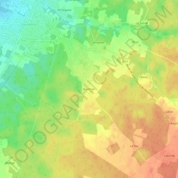 Carte topographique Marthian, altitude, relief
