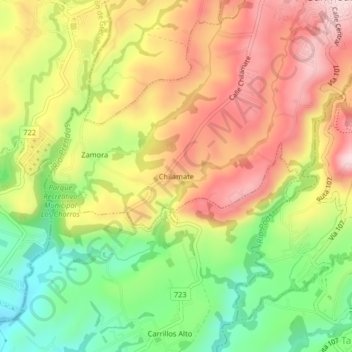 Carte topographique Chilamate, altitude, relief