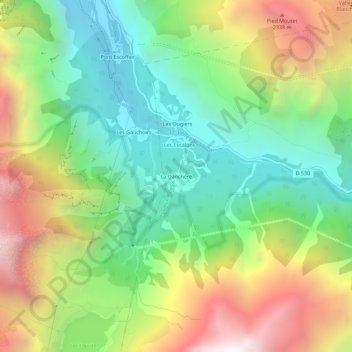 Carte topographique La Danchère, altitude, relief
