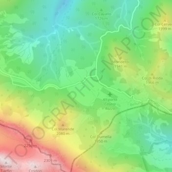 Carte topographique Casera Razzo, altitude, relief