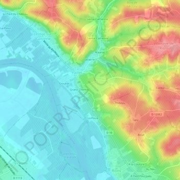 Carte topographique Poulet, altitude, relief