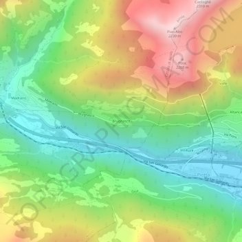 Carte topographique Brugnasco, altitude, relief