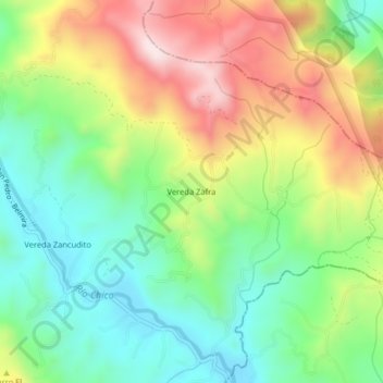Carte topographique Vereda Zafra, altitude, relief