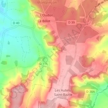 Carte topographique Montpinçon, altitude, relief