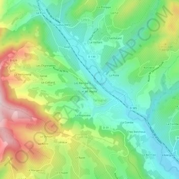 Carte topographique Saint-Victor, altitude, relief