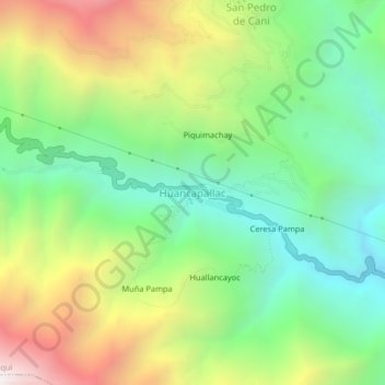 Carte topographique Huancapallac, altitude, relief