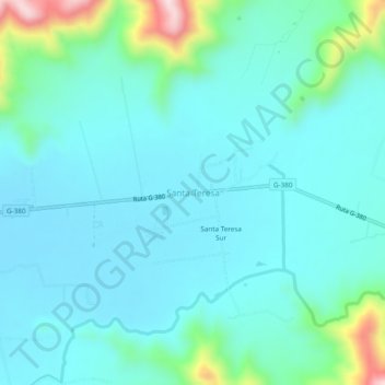 Carte topographique Santa Teresa, altitude, relief