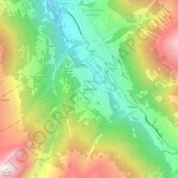 Carte topographique Chez Petit, altitude, relief