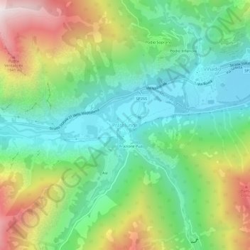 Carte topographique Pratolungo, altitude, relief