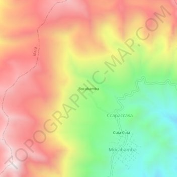 Carte topographique Bocabamba, altitude, relief