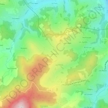 Carte topographique La Plaine, altitude, relief